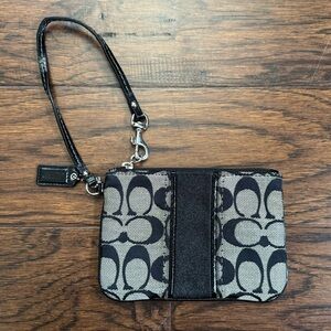 Coach Small Y2K signature stripe all over print canvas wrist wallet